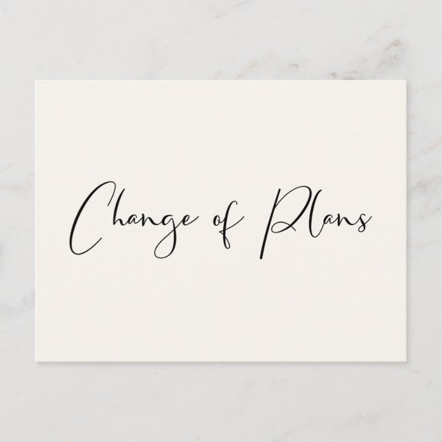 Wedding Postponement Change of Plans Light Cream Announcement Postcard (Front)