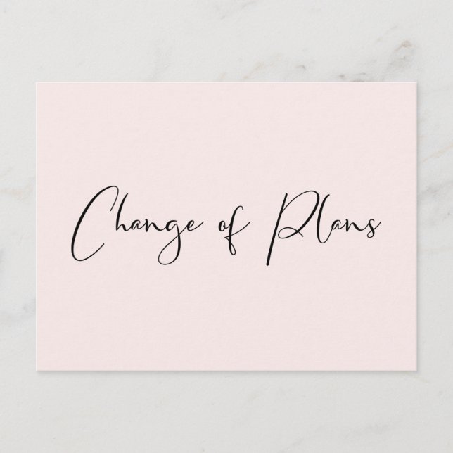 Wedding Postponement Change of Plans Light Pink Announcement Postcard (Front)