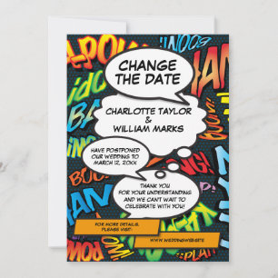 Wedding Postponement Comic Book Modern Save The Date
