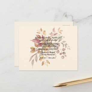 Wedding Postponement Fall Colors Announcement Postcard