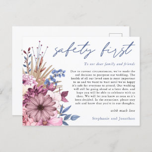 Wedding Postponement Safety First COVID Florals Announcement Postcard