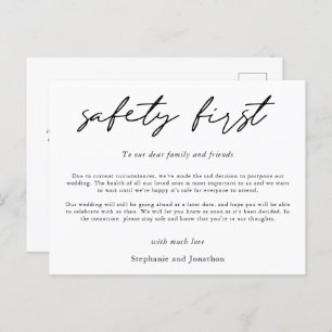 Wedding Postponement Safety First COVID Script Announcement Postcard