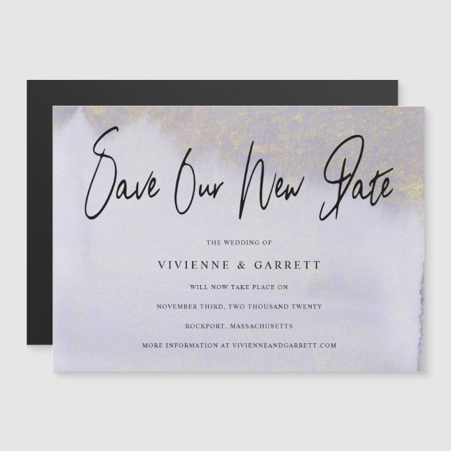 Wedding Postponement Save Our New Date Magnetic Invitation (Front/Back)