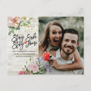 Wedding Postponement Stay Home and Stay Safe Photo Announcement Postcard