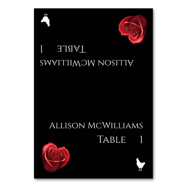 Wedding-Poultry Icon-Heart Shaped Red Rose- Table Number (Front)