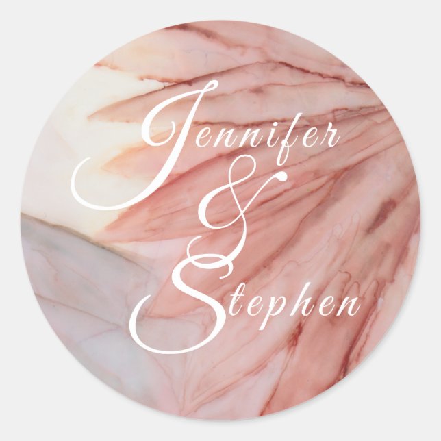 Wedding Pretty in Pink Classic Round Sticker (Front)