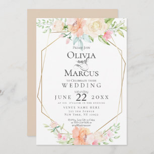 WEDDING Pretty Watercolor Spring Blossoms Invitation