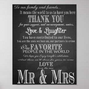 Wedding print "Thank You" vintage chalkboard