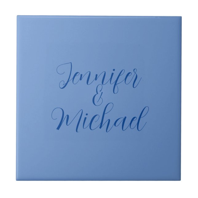 Wedding Professional Classical Blue Calligraphy Ceramic Tile (Front)