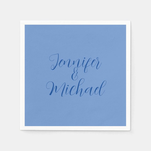 Wedding Professional Classical Blue Calligraphy Napkin (Front)