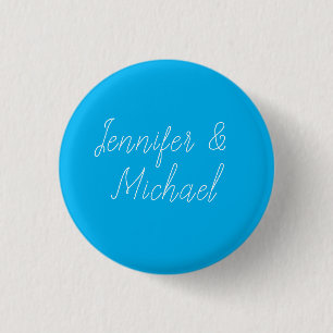 Wedding Professional Classical Handwriting Blue 3 Cm Round Badge