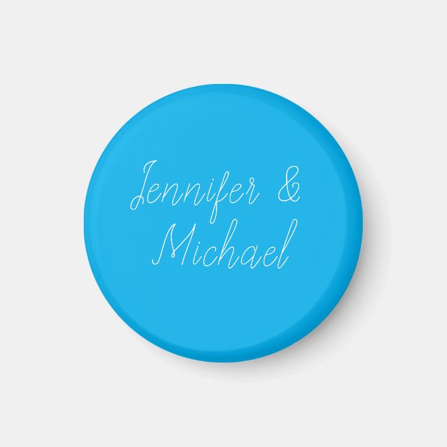 Wedding Professional Classical Handwriting Blue Magnet (Front)