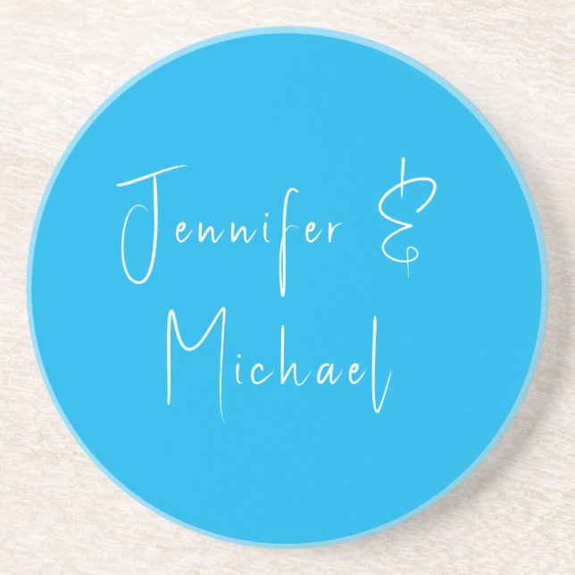 Wedding Professional Classical Sky Blue Coaster (Front)