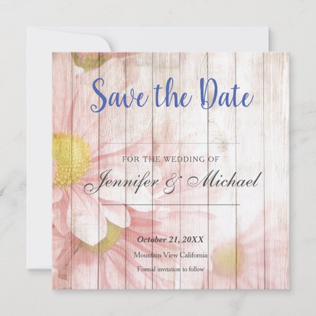 Wedding Professional Floral Laid Classical Save The Date (Front)