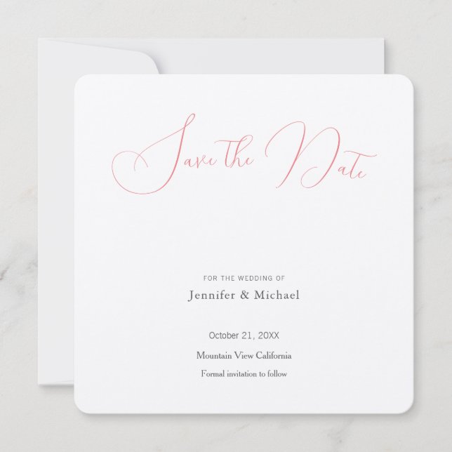 Wedding Professional Minimalist Plain Modern Save The Date (Front)