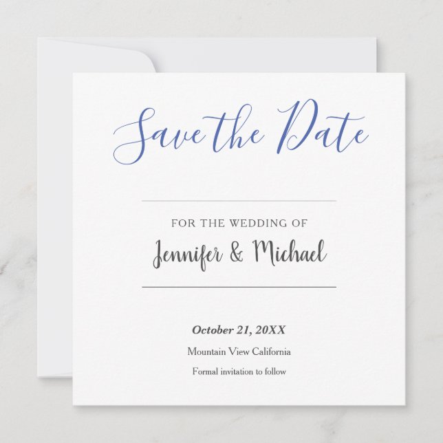 Wedding Professional Minimalist Save The Date (Front)