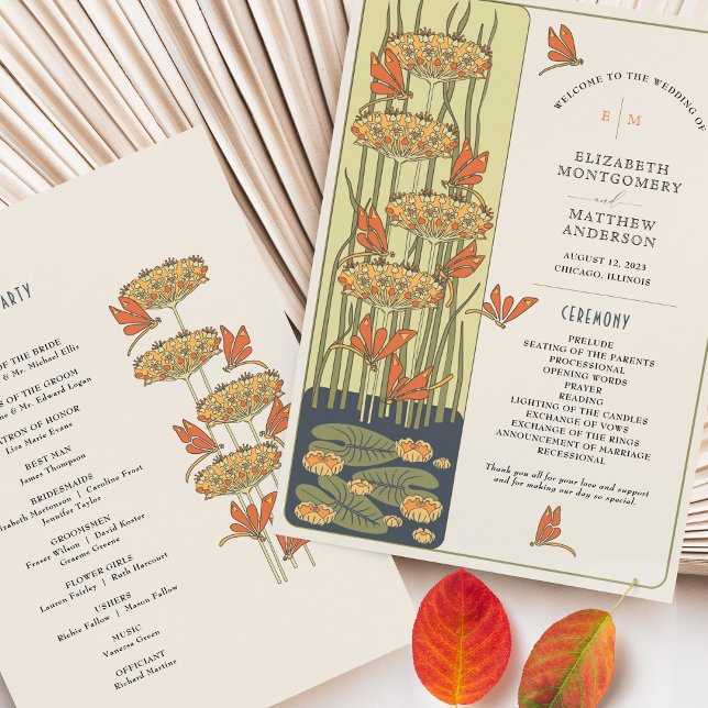 Wedding Program Art Nouveau Dragonflies   (Creator Uploaded)