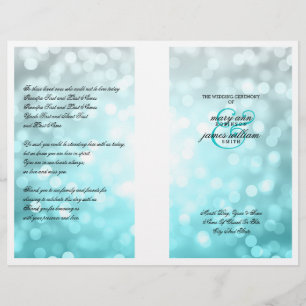 Wedding Program  Beach Ombre Glitter Lights