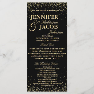 Wedding Program   Black and Gold Confetti