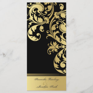 Wedding Program - Black & Gold Shimmer Floral
