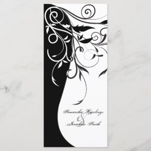 Wedding Program - Black White Contrasting Floral