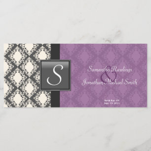 Wedding Program - Black White Damask Monogram