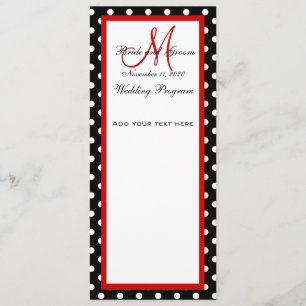 Wedding Program Black White Polka Dots