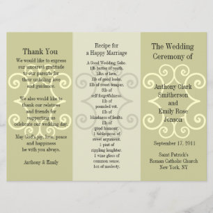 Wedding Program Brochure Beige Curl