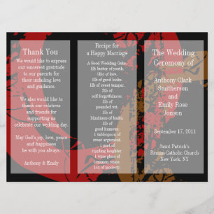 Wedding Program Brochure Red Brown Ring