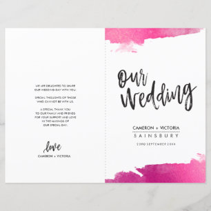 WEDDING PROGRAM brush lettering luxe gilded pink