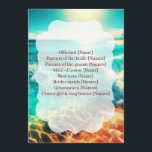 Wedding Program Ceremony Beach Template<br><div class="desc">This elegant wedding program features a stunning sunlit ocean backdrop with crashing waves,  perfect for a coastal or destination ceremony,  providing a clean,  readable layout for listing your bridal party,  parents,  and officiant names. There are matching envelopes in this collection.</div>