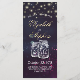 Wedding Program Chic Mason Jar Purple String Light