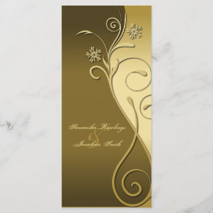 Wedding Program - Classy Brown & Gold Floral