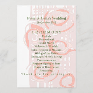 Wedding Program Culture Mosaic Floral Coral 2
