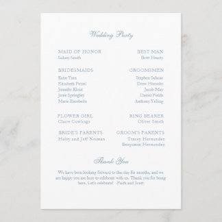 Wedding Program Dusty Blue Monogram Wreath