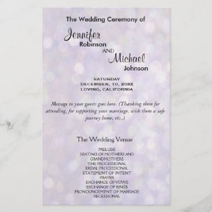 Wedding Program Elegant Bokeh Lights