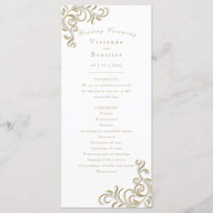 Wedding program elegant gold scroll