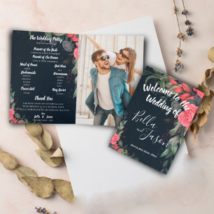 Wedding Program Elegant Peach Orange Floral