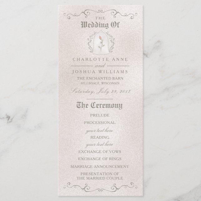 WEDDING PROGRAM | Elegant Rose of Beauty (Front)