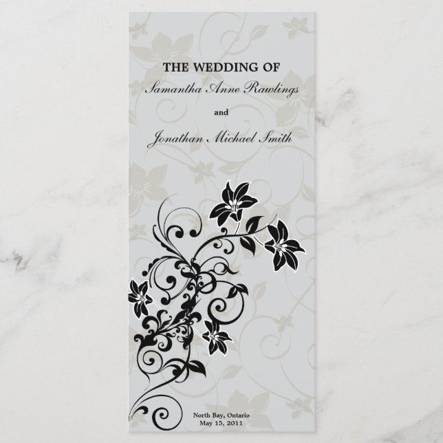 Wedding Program - Elegant Silver Floral (Front)