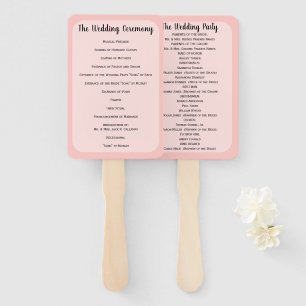 Wedding Program Fan Any Custom Colour shown Pink