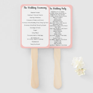 Wedding Program Fan Any Custom Colour shown Pink