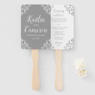 Wedding Program Fan Nadine (Grey) 4x6