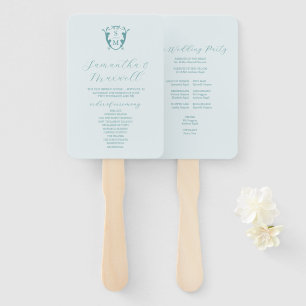 Wedding Program Fan Pale Blue Classic Monogram