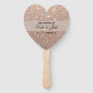 Wedding Program Fan - Rose Gold Glitter Fab