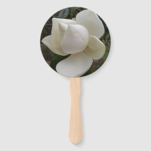 Wedding program fan with white magnolia flower