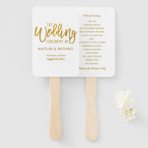 Wedding Program Fans   Brush Script-Faux Gold Foil