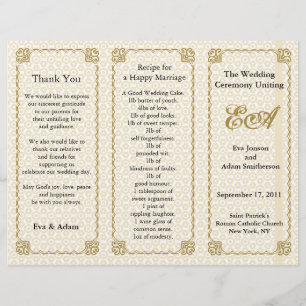 Wedding Program Folder Pattern Gold White