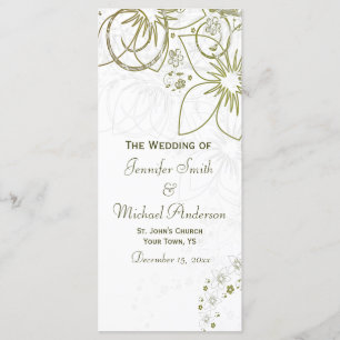 Wedding Program for Green and Gold Simple Wedding