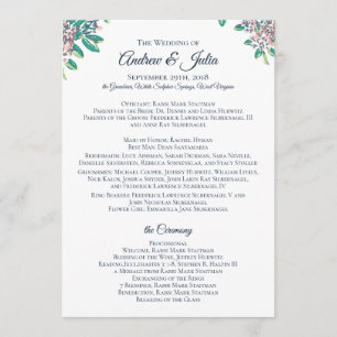 Wedding Program for Julia and Andrew